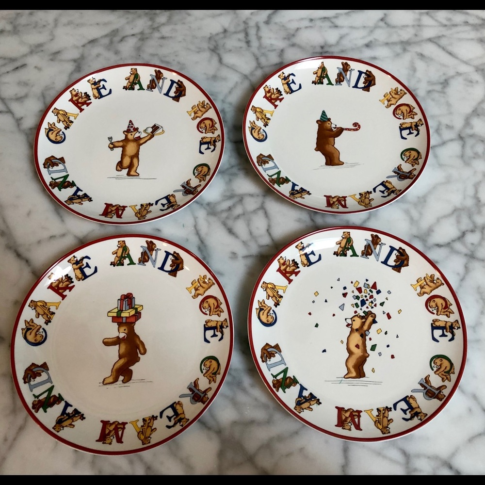 Tiffany and Co Birthday Bear 4 piece plate set